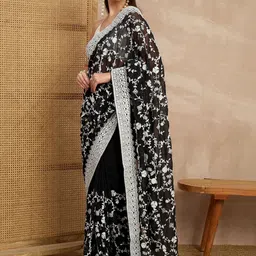 all about you Floral Embroidered Pure Georgette Heavy Work Saree image 4