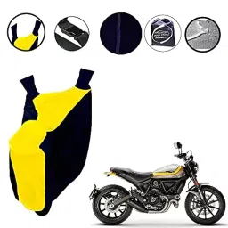 Auto Pearl Bike Body Cover with Mirror Pocket for Ducati Scrambler Mach 2.0 (Neon Yellow and Blue)-picture-14