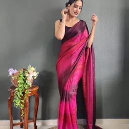 HERE&NOW Striped Pure Crepe Ready to Wear Saree image 3