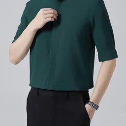 StyleCast Men Solid Mandarin Collar Casual Shirt image 3