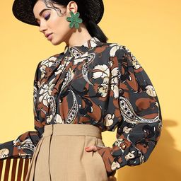 plusS Grey Ethnic Motifs Volume Play Top-picture-38