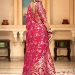 ADR CHIKANKARI Ethnic Motifs Zari Art Silk Handloom Banarasi Saree image 3