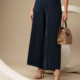 Chemistry Women Plisse Flared Trousers-image-58