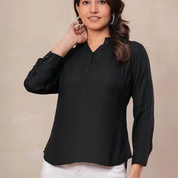 Angarkha Women Mandarin Collar Top image 3