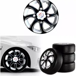 Auto Pearl BBSB47_R15 Inch (381 mm) Press Type Wheel Hubcap with Retention Ring Glossy Silver Black Wheel Cover for Maruti SX415 cm image 3