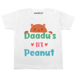 KNITROOT Half Sleeves Daddu's Lil Peanut Printed Tee - White-picture-11