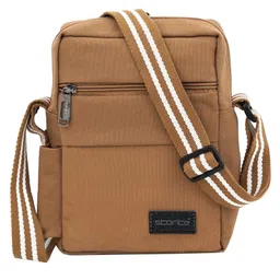 Storite Stylish Padded Canvas Small Sling Cross Body Travel Office One Side Shoulder Bag - Brown-picture-21