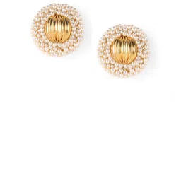 corsica DressBerry Gold-Plated Pearls Beaded Circular Shaped Studs image 4