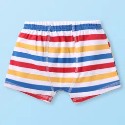 Babyhug Disney Single Jersey Knit Trunks with Stripes & Cars Print Pack Of 3 - Red White & Blue image 2