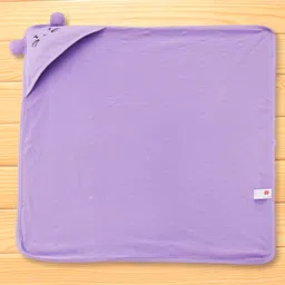 Babyhug Cotton Terry Knit Hooded Towel with Ear Applique Polka Dot Print & Embroidery L 73 x B 72 cm - Lilac image 2