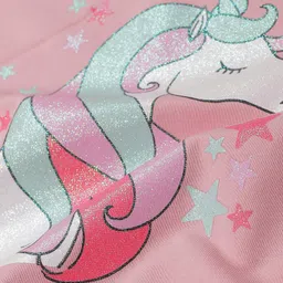 Plum Tree Cotton Full Sleeves Unicorn Glitter Printed Sweatshirt - Pink image 4