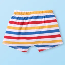 Babyhug Disney Single Jersey Knit Trunks with Stripes & Cars Print Pack Of 3 - Red White & Blue image 3