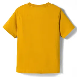 Pine Kids Single Jersey Knit Half Sleeves T-Shirt and Joggers Set with Skate Jam Text Print - Yellow & Navy Blue image 3