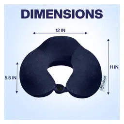 Billebon Premium Neck Pillow Navy Blue Memory Foam Filled Contoured Pillow with Eyemask image 3