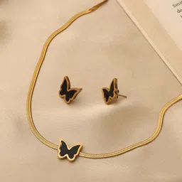 VENI 18KT Gold-Plated Stainless Steel Enamelled Jewellery Set-picture-10