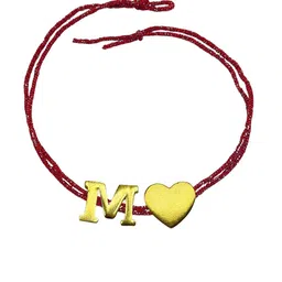 Digital Dress Room M Letter Initial Heart Charm Thread Rakhi image 2
