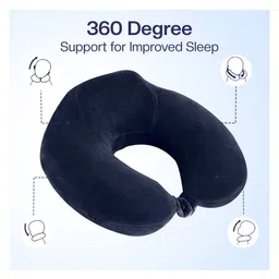 Billebon Premium Neck Pillow Navy Blue Memory Foam Filled Contoured Pillow with Eyemask image 4