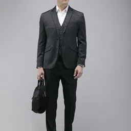 Park Avenue Self Design Contemporary Fit 3 Piece Party Suit-picture-19