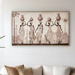 Home Centre Brown & White Ladies Wall Art-image-19