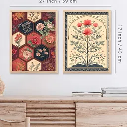 Kotart Brown & Beige 2 Pieces Floral And Botanical Wooden Wall Arts image 4