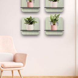 OLIVE TREE Black & Cream 4 Pieces Olive Tree Planter Stand Wall Shelves-picture-32