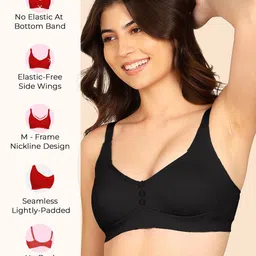 KOMLI Bonded Breathable Cotton Plus Size M-Frame Minimiser Padded Bra image 4