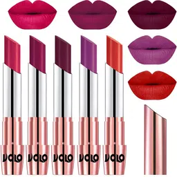 VOLO Set Of 5 Creme Matte Lipstick-Passion Pink 44-Magenta 45-Wine 47-Purple 48-Orange 49-picture-39