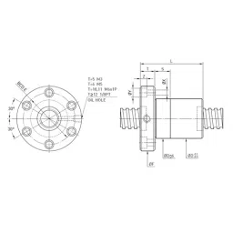 HIWIN Ball Nut 1/8PT 17.324 mm Dia, R20-5 T3FSI image 3