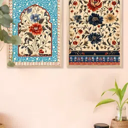 Kotart Brown & Blue 2 Pieces Traditional Floral And Botanical Wooden Wall Arts-picture-13