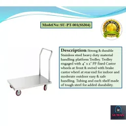 SUWAS TROLLEY STORE 400 Kg Capacity Platform Trolley SU-PT-001(SS304) image 2