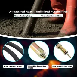 Elephant Concrete Vibrator with Needle 950 W Power 4000 r/min Speed 35 mm (1.37 inch) Hose Diameter image 5
