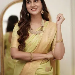 THE AQUARIUS Woven Design Zari Silk Blend Saree image 2