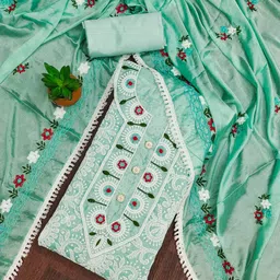 Sidhidata Floral Embroidered Chanderi Cotton Unstitched Dress Material-picture-11