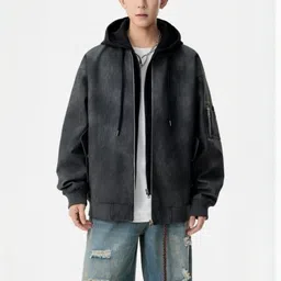 Mast & Harbour Men Hooded Solid Bomber Jacket-picture-41