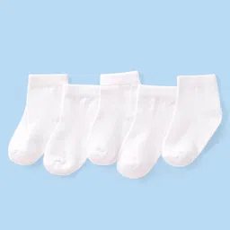 Cute Walk by Babyhug Anti-bacterial Ankle Length Socks Pack of 5 - White-picture-32