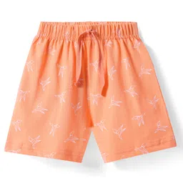 Babyhug Cotton Knit Mid Thigh Length Shorts with Paper Bird Print - Orange-picture-18