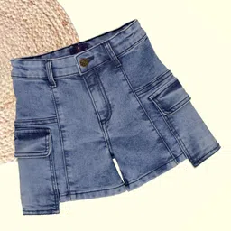 Kiddopanti Denim Cut & Sew Shorts - Light Blue-picture-24
