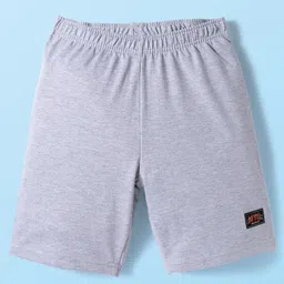 Kookie Kids Single Jersey Knit Shorts with Woven NY Badge - Light Grey-image-70