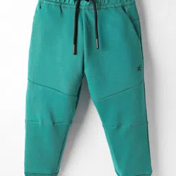 Doreme Knit Fleece Woven Full Length Solid Colour Pant With Cut & Sew Design - Green-picture-22