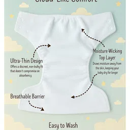 KIDS BASIC Reusable Baby Cloth Diapers With Fun Prints Washable Diaper Nappy - White image 2