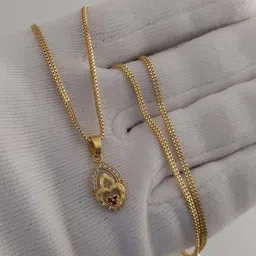 V.K.PAYAL.JEWELLERY Gold-Plated Artificial Stones Studded Heart Shaped Pendant With Chain-picture-12