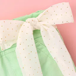 Little Kangaroos Mid Thigh Length Shorts with Bow Solid Color - Green image 3