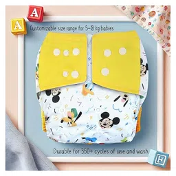 KIDS BASIC Reusable Baby Cloth Diapers With Fun Prints Washable Diaper Nappy - White image 3