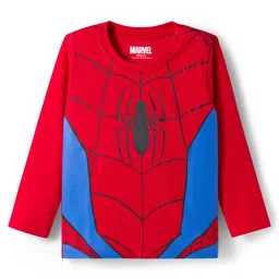 Babyhug Marvel Single Jersey Knit Full Sleeves Night Suit with Spider-Man Graphic - Red image 2