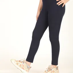 Zion Cotton Lycra Knit Solid Leggings - Navy Blue image 4