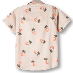 Dapper Dudes Half Sleeves Pineapple Printed Shirt With Attached Tee - Fawn image 3