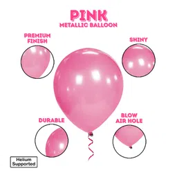 Zyozi Blue And Pink Metallic Balloons with Ribbon for Birthday Party Decorations - Pack of 52 image 4