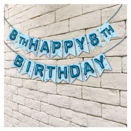 Wobbox 8th Happy Birthday Banner, Happy Birthday Decoration Items Blue -Pack Of 1 image 4