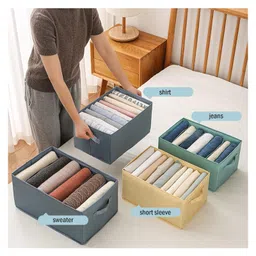 House of Quirk Set of 3 Wardrobe Baby Clothes Organizer with Handle Closet Drawer Organizers for T-shirt Sweater Kids Clothes 6+7+9 Grids - Green image 4