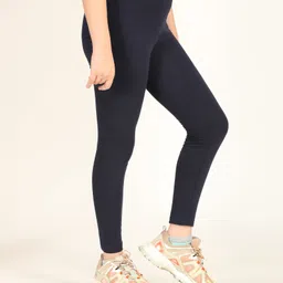 Zion Cotton Lycra Knit Solid Leggings - Navy Blue image 5